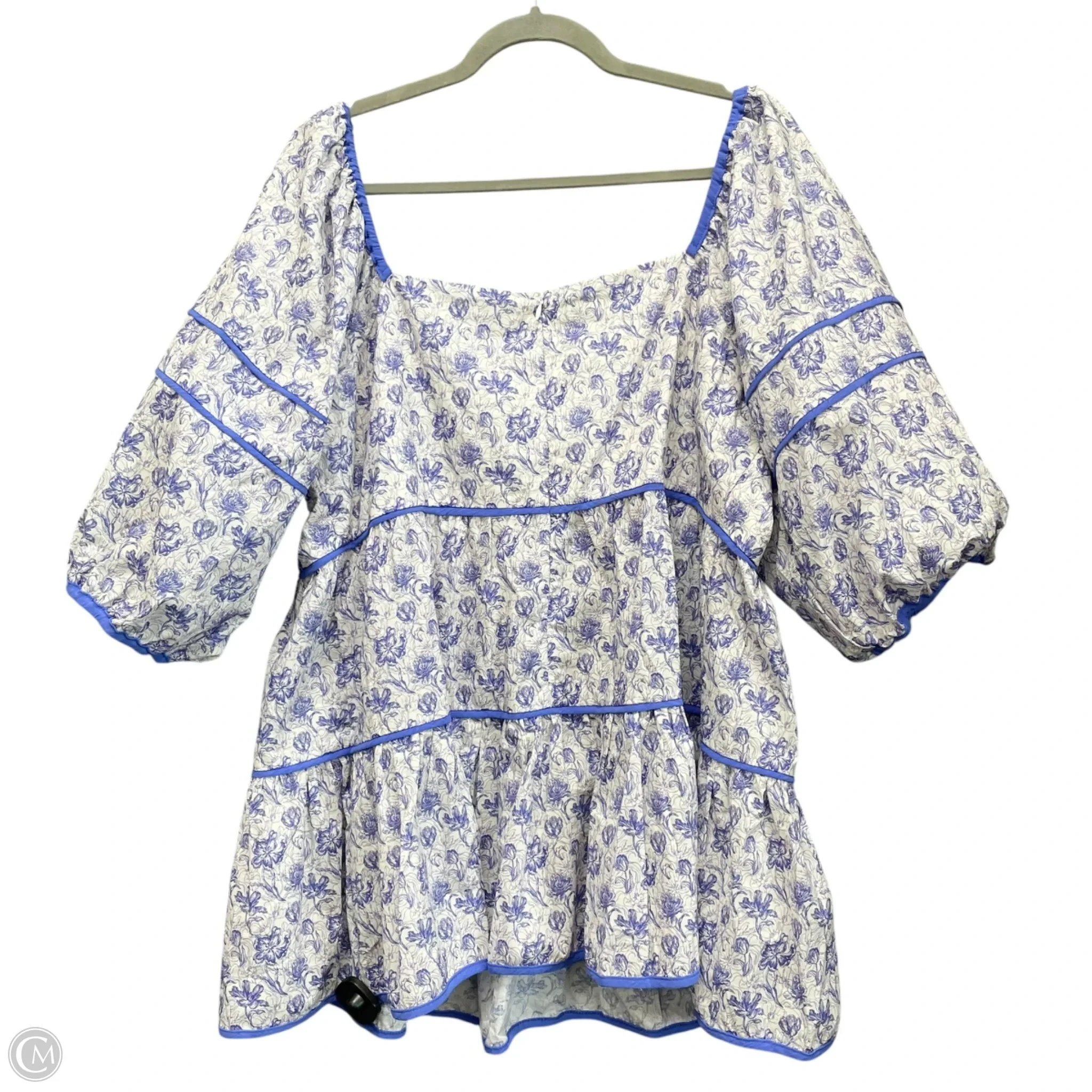 Tunic Short Sleeve By She + Sky In Blue & White, Size: 2x - Image 3